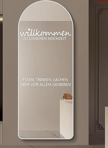Hochzeits-Willkommensschilder, Hochzeitsaufkleber,2 Stück willkommen zu unseren hochzeitDesign, Aufkleber, Selfie, Spiegel-Aufkleber für Party, Borad Just Married (Weiß)