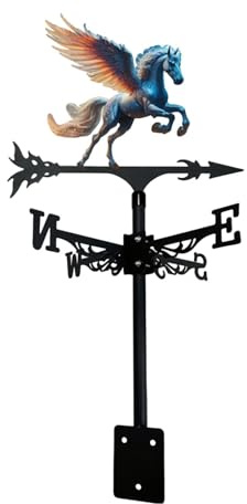 Baoblaze Veleta de Caballo Metálica Retro Indicador de Dirección de Viento Montaje en Techo Ornamento de Hierro para Exteriores Patio Cerca Jardín Granja, Style a