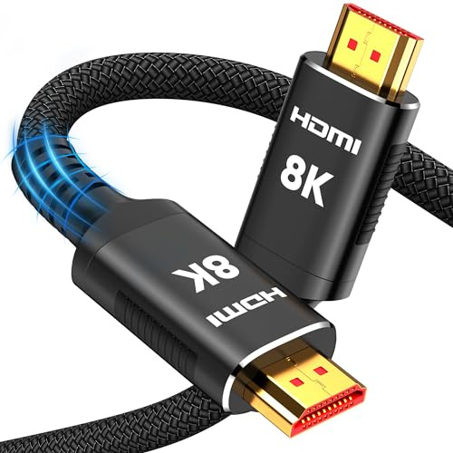 Snowkids 8K HDMI Cable 8 FT, Non-Slip Nylon Braided, 48Gbps Ultra High-Speed HDMI Cables Cord, 10K 8K@60Hz, 4K@120Hz Compatible for TV/PS-5/X-box/Projector/Sound System & More