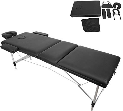 Brrnoo Table de Massage Portable, Lit de beauté Pliable avec Oreiller rembourré en éponge et Cuir PU, pour Salons de Spa et Usage Domestique