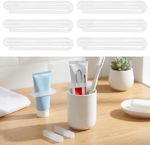 Quilax Lot de 6 presse-tubes transparents pour tous les tubes, presse-dentifrice portable, outil pratique pour nettoyer le visage, crème pour les mains, protection solaire, crèmes, plus