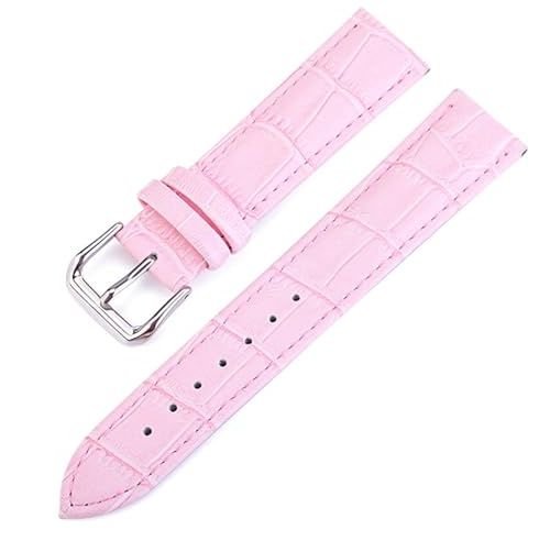 Cong Yi Klockarmband äkta läderremmar 10-24 mm 16/18/20/22/24 Klocktillbehör Högkvalitativa bruna färger klockarmband(Pink,13mm)