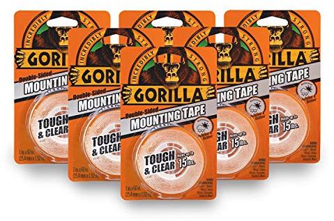 Gorilla Tough & Clear Double Sided Mounting Tape, 1 x 60, Clear, (Pack of 6)