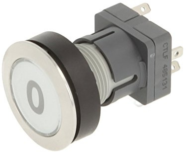 Mazo 23.000.593 botón de acero inoxidable, pulsador Tapa, bezeichungs Child 0, iluminado Elektronik Contacto donante con función de Salto y 1 Cambio, diodo 24 V, transparente (2 unidades)