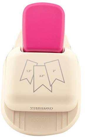 Vaessen Creative Perforadora de Papel 3 en 1, Bandera en Tres Tamaños, Para Proyectos DIY, Scrapbooking, Creación de Tarjetas y Más