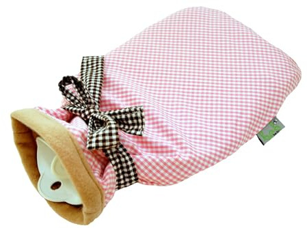Handmade Wärmflaschenbezug doppelseitig, Wärmflasche mit Bezug, Wärmflaschenhülle in Rosa Vichy Karo Handmade bab-Berlin