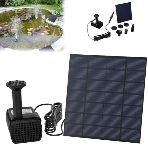 Froadp 1.8W Solar Teichpumpe Brunnenpumpe Solarpumpe Gartenbrunnen Miniteich Brunnen Mobile Wasserspiel Solarbrunnen Fontäne Pumpe Springbrunnen Brunnenpumpen für Gartenteiche Gartendeko (Quadrat)