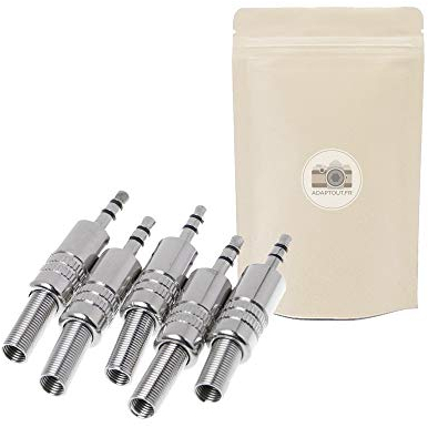 5x Spina Jack 3.5mm Maschio Stereo da saldare - Connettore presa Jack/Mini Jack/Minijack - 100% in metallo - Adaptout marca francese