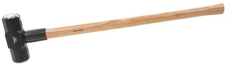 Hardwood Sledge Hammer 14lb (6.35kg) Forged steel head and premium ash shaft. Powder-coated head with polished striking faces. Varnished handle for water and dirt resistance. For demolition and drivin