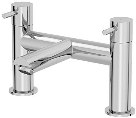 Architeckt® Malmo Bathroom Bath Filler Mixer Tap Deck Mounted Round Twin Lever Handle for Bathtub Modern, Chrome