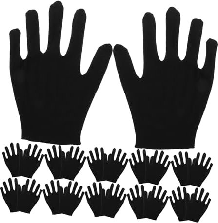 Beaupretty Cotton Hand Gloves Set of 12 Black Soft Moisturizing Gloves for Men Women Jewellery Cleaning Craft Industrial