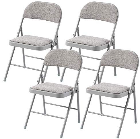 Charles Jacobs Cushioned Fabric Folding Chairs with a Grey Metal Frame - Set of 4