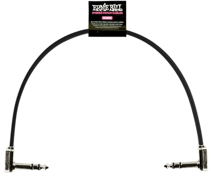 Ernie Ball, Singolo cavo patch piatto con jack stereo a pipa, lunghezza 30,4 cm, Nero