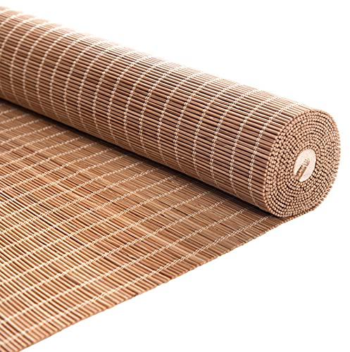 MHUQIA Sonnenschutz Rollo Bambus 90x120cm, Ohne Bohren Raffrollo, FüR Fenster, Pavillon, Balkon, Garten, Terrasse Dekoration, WäRmeisolierung Schattig Und Atmungsaktiv, Holzrollo