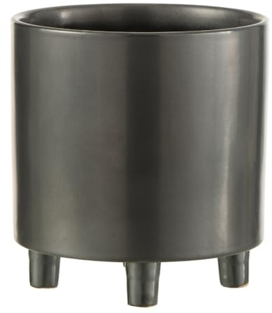 J-Line Blumentopf mit Füßen, Blumentopf in Schwarz, Blumenständer aus Keramik für Zimmerpflanzen und Blumen, Pflanztopf als Tischdeko, Pflanzen Deko und Wohnzimmer Deko, ⌀ 20,5 cm
