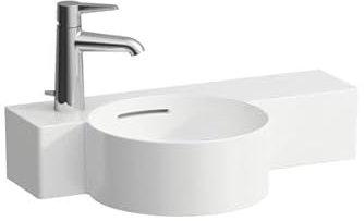 LAUFEN Val Handwaschbecken, 1 Hahnloch links, Ablage rechts, mit Überlauf, schneidbar, 550x315mm, H8152837578111, Farbe: weiß matt