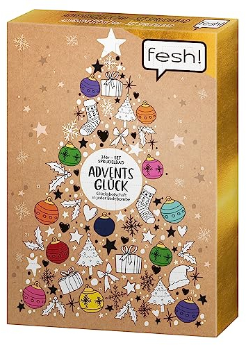fesh! Adventskalender 2023 Adventsglück mit 24 wunderbaren Badebomben - als Geschenkset oder Geschenk für Frauen zur Entspannung - Wellness und Spa Adventskalender Badebomben