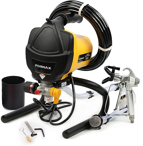 FORNAX - Pulverizador de pintura eléctrico profesional, 5/8 HP, 3000 PSI, amarillo, de mano, para interiores y exteriores del hogar y contratistas