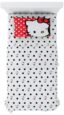 Franco Hello Kitty Bedding Bettwäsche-Set, superweiche Mikrofaser, 3-teilig, offizielles Lizenzprodukt