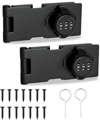 Golgner 2 Piezas Cerradura con Cerradura de Combinación, Cerradura de Seguridad, 3 Dígitos con Tornillo, Cerradura Mecánica con Contraseña, para Armarios, Armarios, Puerta de Granero, Negro