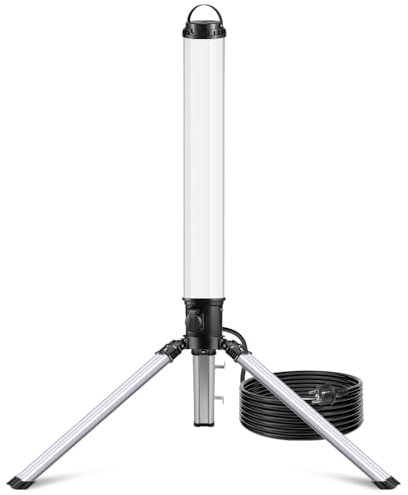 150W LED Turm Baustrahler mit Stativ, 15000 Lumen 360 Grad Strahler LED Arbeitsleuchte mit 2m Kabel, 4000K Warmweiß，Vormontage für Heimwerken, Werkstatt, Garage, Keller, Schuppen
