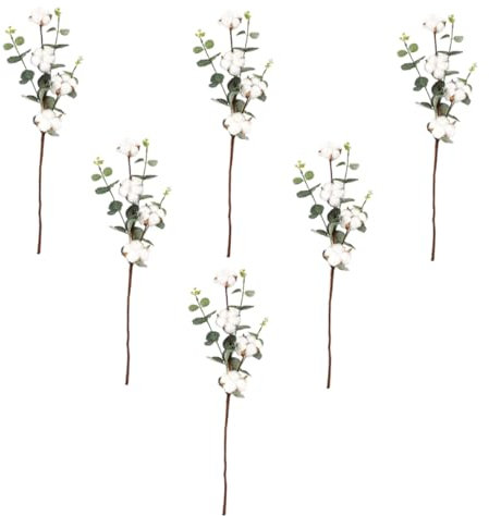 DECHOUS 6stücke Künstliche Baumwollblumen Realistische Pflanzen Für Hausdekoration Pflegeleicht Für Hochzeiten Und Blumenarrangements Deko Für Vasen Und Innenräume