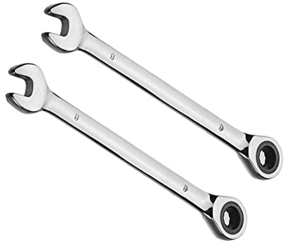 Vokenforu Llave de carraca de 9 mm, llave combinada de trinquete métrica, llave de extremo abierto de acero al cromo vanadio endurecido, 2 unidades