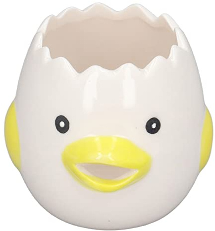 Egg Yolk Separator, Hollow Chicken Mouth, Cartoon Style, Egg White Liquid Filter, HandPainted Irregular Top for Kitchen (Yellow)
