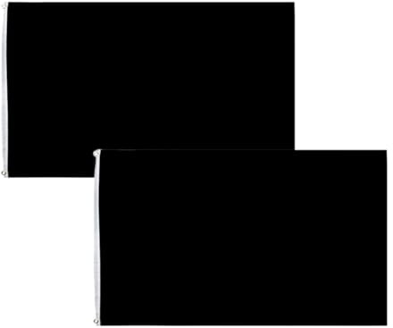 HPMAISON 90 * 150 cm Schwarze Flagge 2 Stück Einfarbig Fahne Mit 2 Messing Ösen Selbst Gestalten DIY Schiedsrichter-Flagge Party Parade Feiern Sport Kindergarten Schule Outdoor Dekoration