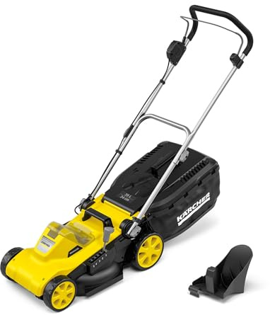 Kärcher Akku-Rasenmäher LMO 3-18, ideal für Grasflächen bis zu 350 m2, Schnittbreite: 34 cm, Motor: 18 V, Grasfangbehälter: 35 l, verwendbar mit 1 Kärcher 18-V-Akku, ohne Akku