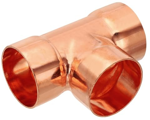 PATIKIL 50mm ID 1.5mm dicke T-Stück Kupferfittings Kupfer Lötfitting Kupferarmatur, 1 Stück 99,9% reines Kupferrohrfitting mit kurzem Radius und Schweißlötverbindung