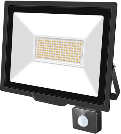 SKYWORLD Projecteur LED Exterieur,100W Projecteur Avec Détecteur de Mouvement 1 pièce,Blanc Chaud LED Spot Extérieur avec Détecteur IP66 Etanche pour Jardin Patio Garage Entrée
