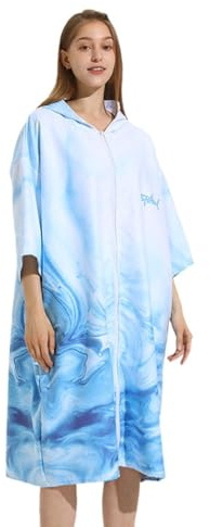PengGengA Surf poncho ombytesrock med huva för vuxna kvinnor män dragkedja simma täcka upp snabbtorkande mikrofiber strandhandduk filt för simning surfing akvarium