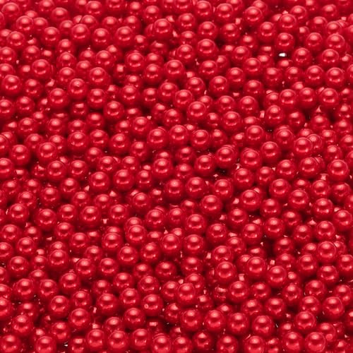 QUARKZMAN 2500 Stück Faux Perlen zum Basteln, 6mm Ohne Loch ABS Runde Perlen für Vasenfüller Schmuckherstellung Vasenfüller Kosmetikboxen DIY-Teile Tischstreuung Wohnkultur, Rot