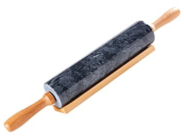 CIYODO Rouleau à Pâtisserie en Marbre Noir Manche Bois
