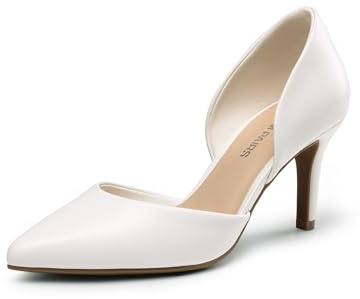 DREAM PAIRS Women's High Heel Closed Toe Pumps | D'Orsay Pumps, Closed Toe, 3-Inch Heel, Elegant V-cut Dress Stiletto, Comfort PU Padding and Lining, TPR Non-slip Sole