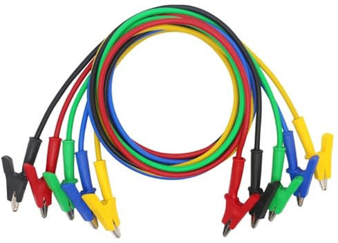 5pcs Dual Ended Crocodile Clips Test Cable, Flexible Alligator Clips Test Wire with Insulators Clips for Multimeter Electric Testing 1000V 15A