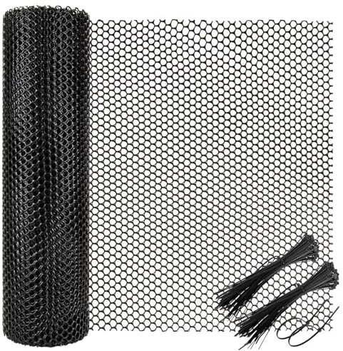 Chicken Wire Mesh Roll with 100 Pcs Fixed Straps, Heavy Duty Garden Plastic Fencing Net, Durable Rust-Proof Poultry Breeding Fence & Temporary Yard (40cm x 6m (8mm holes))