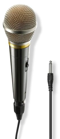 Hama Mikrofon (dynamisches Mikrofon, Mikrofon mit 3m Kabel, 6,35mm Klinke, XLR Stecker zum Abnehmen des Kabels, ideal für Gesang, Moderationen, Veranstaltungen, EIN-/Aus-Schalter, Metallgehäuse)