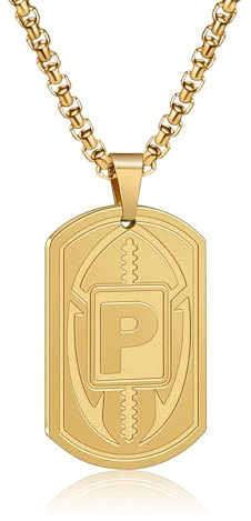 Gilieyer Fußball Initiale Halskette für Herren, Fußball Buchstabe A-Z Hundemarke Halskette Sport Anhänger Edelstahl Buchstabenkette für Fußballspieler Liebhaber Geschenke