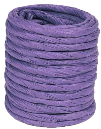 ALLWSLucky 12M Naturbast Papierband, 4mm Bast Raffia Natur Papierschnur, Raffiabast Papierband für DIY, Raffia Garn Bastband für Geschenkverpackung, Weben, Dekoration und Gärtnern (Lila)