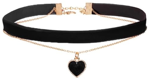 Choker Kette Damen,schwarze Velvet Halsband Damen Schmuck,Collar Choker Schwarz Necklace 90er,geschichtete Herz Chocker,Gothic Schmuck Frauen,Choker Halskette Schwarz,Joker Kette Collar Women