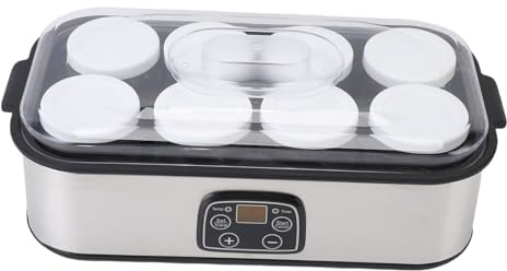 Fabater Yogurt Maker, Automatic Digital Yoghurt Maker Machine with 8 Jars 48 (6Oz Each Jar), LCD Display with Constant Temperature Control, Stainless Steel Design for Home Use (US Plug 110V)