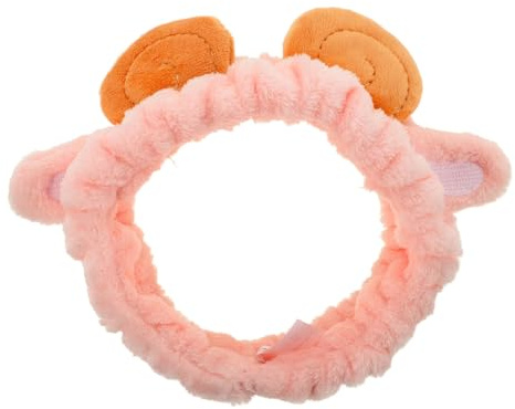 Cerchietto Chioma Donna Rosa in Peluche per Lavaggio Viso | Forma Tonda Orecchie da Agnello, Accessorio Skincare per Pulizia Viso e Routine Makeup Quotidiana