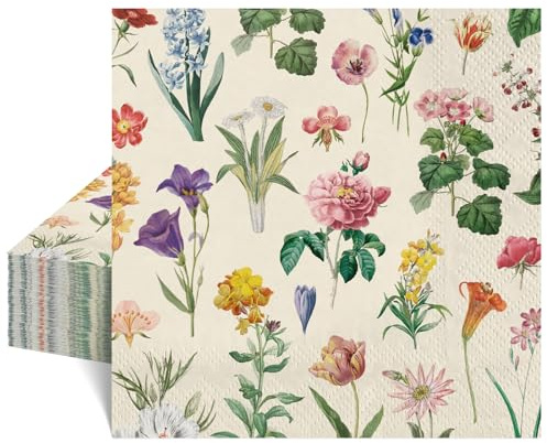 40 pezzi tovaglioli con fiori selvatici, tovaglioli da cocktail da 16,5 cm, tovaglioli da dessert, tovaglioli di carta per feste di compleanno, matrimoni