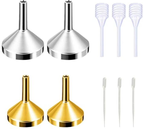10Pcs Mini Funnel Set with Droppers, Aluminum Funnel for Filling Bottles, Small Funnels for Narrow Neck Bottles, Mini Funnel Kit for Oils, Liquids & Containers