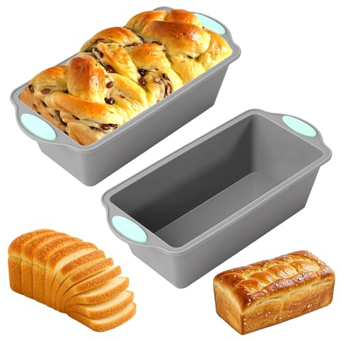 2 Pièces Moules à Pain En Silicone,20×9.5× 5.5cm,Facile à Nettoyer (Gris)