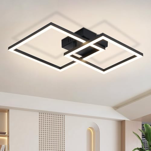 Glitzerlife LED Deckenleuchte Deckenlampe Küche Flurlampe Schwarz 20W | 4000K Neutralweiß Modern Küchenlampe Eckig Deckenbeleuchtung für Flur Küche Schlafzimmer Wohnzimmer Balkon