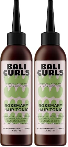 BALI CURLS Rosemary Hair Tonic – Veganes Haartonikum mit Rosmarinöl & Koffein – Haarwasser zur Kopfhautpflege & Förderung von Haarwachstum – Für kräftiges, gepflegtes Haar – 100 ml (Packung mit 2)