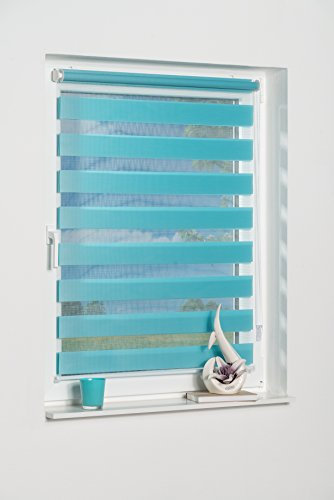 K-home Klemmfix Doppelrollo Andorra ohne Bohren Iceblau 70 x 200 cm (B x L)